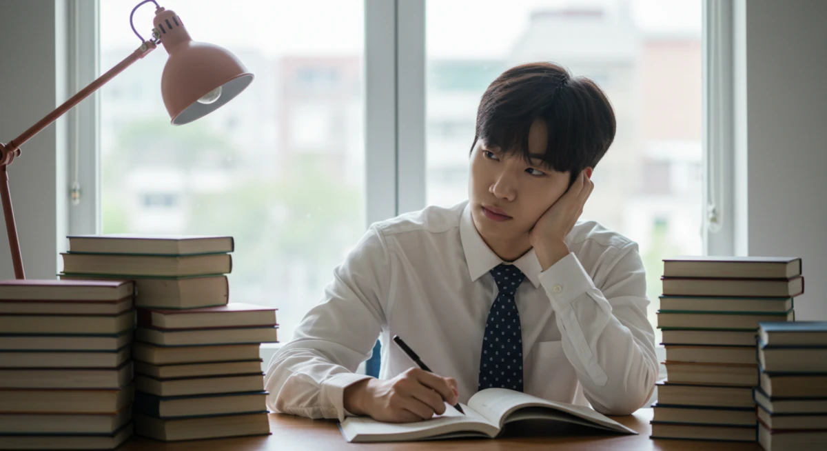 공무원 시험 준비, 초시생을 위한 A to Z 완벽 가이드 (2025년 최신) 1 책상에 앉아 집중하며 공무원 시험 준비를 하는 수험생