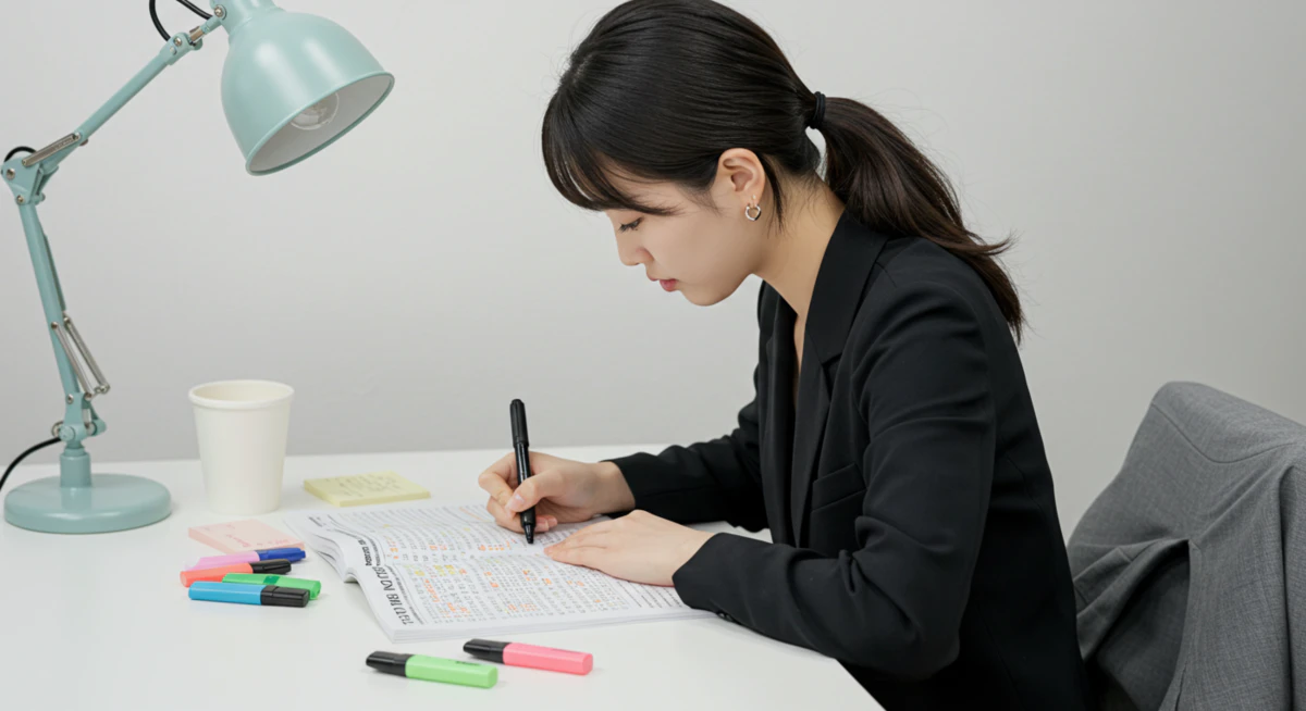 토익 점수 수직 상승 비법, 토익 기출문제 활용법 A to Z 1 토익 기출문제 활용법을 통해 점수 향상을 위해 열심히 공부하는 학생의 책상