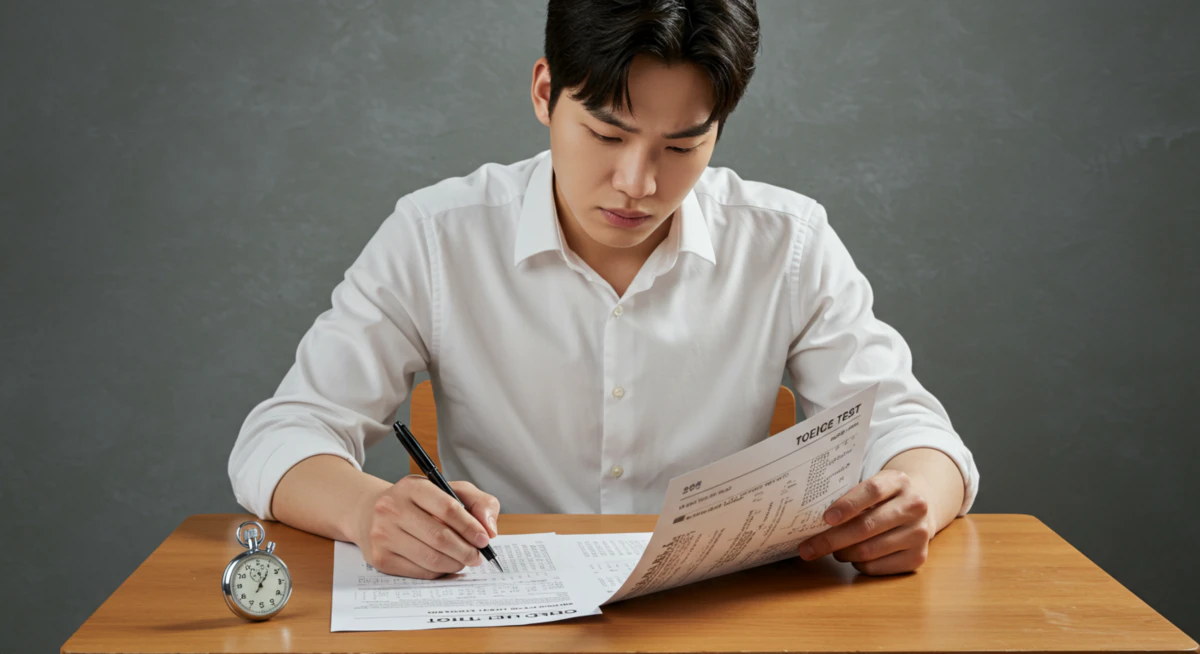 토익 RC 파트7 공략법: 시간 부족 해결을 위한 5가지 필승 전략 1 토익 RC 파트7 공략법을 위해 집중해서 문제를 푸는 학생의 모습